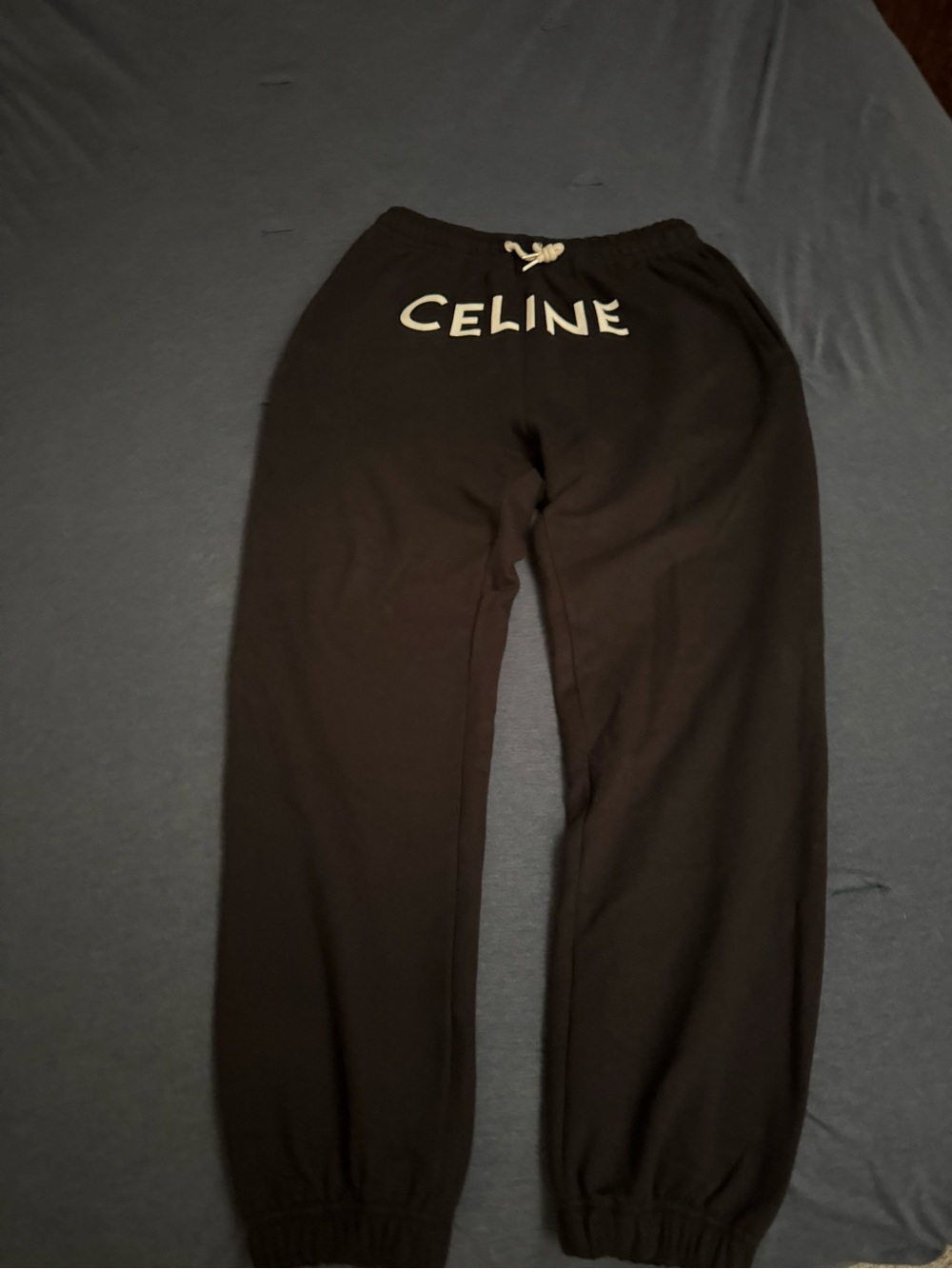 Celine Black and White Logo Label Sweatpants